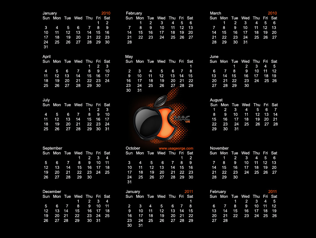 2010 - 2011 Yearly Calendar